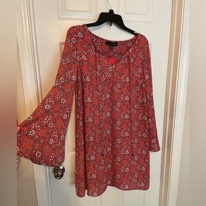 Pink Floral Bell Sleeve Dress - Size 6